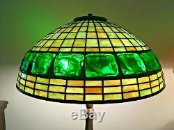Handel Lamp Base with Stained Glass Shade Green Turtlebacks