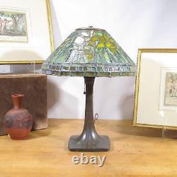 Handel Lamp with Tiffany Peony Stained Slag Glass Reproduction Shade