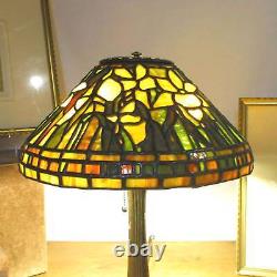 Handel Lamp with Tiffany Peony Stained Slag Glass Reproduction Shade