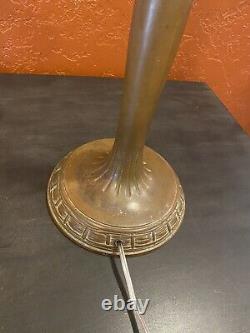Handel Signed Solid Bronze Lamp For Leaded Stained Slag Glass Shade Tiffany Era