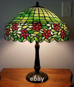 Handel / Unique Arts & Crafts Leaded Slag Stained Glass Table Lamp Tiffany Era