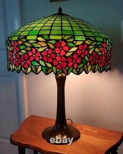 Handel / Unique Arts & Crafts Leaded Slag Stained Glass Table Lamp Tiffany Era