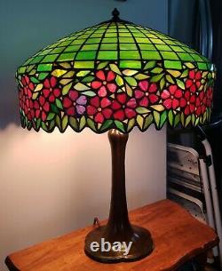 Handel / Unique Arts & Crafts Leaded Slag Stained Glass Table Lamp Tiffany Era