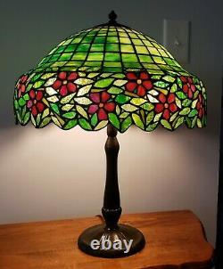 Handel / Unique Arts & Crafts Leaded Slag Stained Glass Table Lamp Tiffany Era