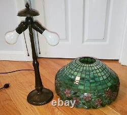 Handel / Unique Arts & Crafts Leaded Slag Stained Glass Table Lamp Tiffany Era