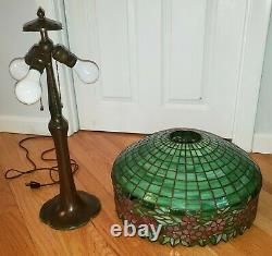 Handel / Unique Arts & Crafts Leaded Slag Stained Glass Table Lamp Tiffany Era