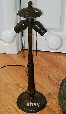 Handel / Unique Arts & Crafts Leaded Slag Stained Glass Table Lamp Tiffany Era