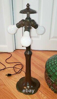 Handel / Unique Arts & Crafts Leaded Slag Stained Glass Table Lamp Tiffany Era