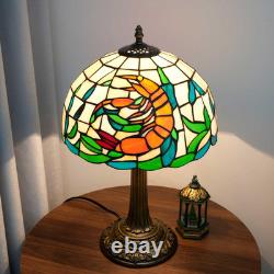 Handmade 12 Tiffany Style Stained Glass Lamp Retro Orange Shrimp Design