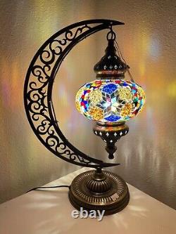 Handmade Stained Glass Moroccan /Turkish Mosaic Table Lamp Mosaic Lamp Moon