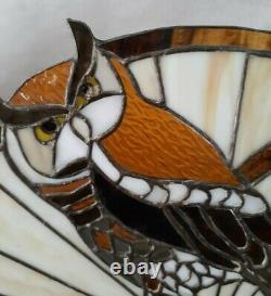 Handmade Stained Glass Owl Birds Fan Lamp Vintage Folk Art