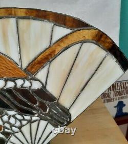 Handmade Stained Glass Owl Birds Fan Lamp Vintage Folk Art