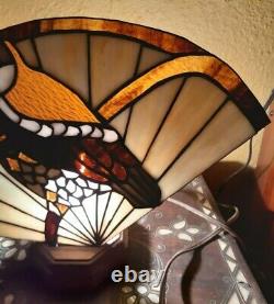 Handmade Stained Glass Owl Birds Fan Lamp Vintage Folk Art