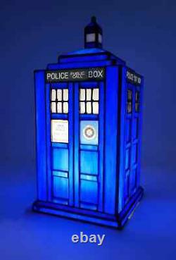 Handmade Stained Glass TARDIS Lamp Real Glass Dr. Who Decor, Unique Sci-Fi Lig