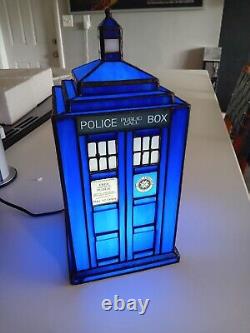 Handmade Stained Glass TARDIS Lamp Real Glass Dr. Who Decor, Unique Sci-Fi Lig