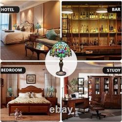 Handmade Stained Glass Table Lamp with Touch Switch Green Dragonfly Design