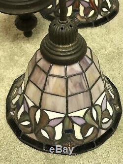 Hanging Tiffany Style Stained Glass Shade Lamp Antique 3 Light Bar Chandelier