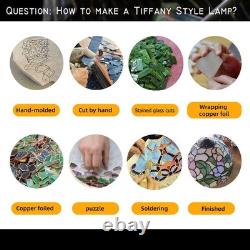 HomeBeauty TL0031 Baroque Tiffany Banker Desk Lamp Stained Glass Blue Shade w