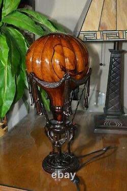 Hot Air Ballon Maitland-Smith Style Lamp Amber Art Glass Shade