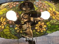 Ibis Crane Bird Table Lamp Tiffany Style Stained Glass 24 Tall Triple Light