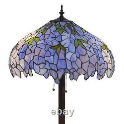 Indigo Stained Glass Tiffany Style 2-Light Floor Lamp Pull Chain Switched