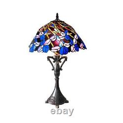 Iris Floral Tiffany Style Stained Glass Table Lamp 26 Tall 19 Shade Handcrafted