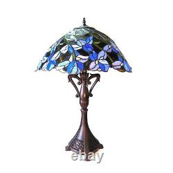 Iris Floral Tiffany Style Stained Glass Table Lamp 26 Tall 19 Shade Handcrafted