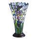 Irises Accent Lamp Decorative Stained Glass Vase Shaped Floral Table Light