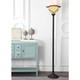 Jonathan Y Floor Lamp 0.5 Stained Glass Shade Soldered Metal Bronze Torchiere