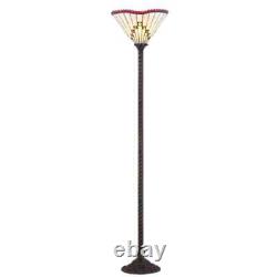 JONATHAN Y Floor Lamp 0.5 Stained Glass Shade Soldered Metal Bronze Torchiere