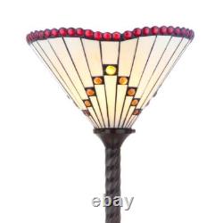 JONATHAN Y Floor Lamp 0.5 Stained Glass Shade Soldered Metal Bronze Torchiere