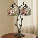 Jacinthia Floral Stained Glass Double Shade Table Lamp 24.5high