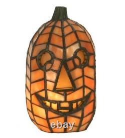 Jack-o-Lantern Pumpkin Stain Glass Accent Lamp 8.5 Halloween Decor 68100