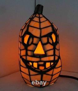 Jack-o-Lantern Pumpkin Stain Glass Accent Lamp 8.5 Halloween Decor 68100