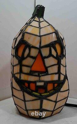 Jack-o-Lantern Pumpkin Stain Glass Accent Lamp 8.5 Halloween Decor 68100