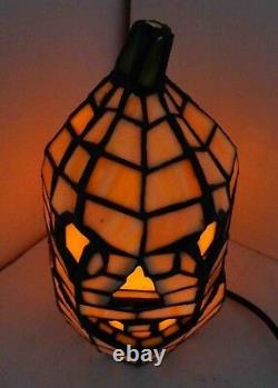 Jack-o-Lantern Pumpkin Stain Glass Accent Lamp 8.5 Halloween Decor 68100