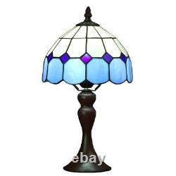 L10468 Sea Blue Mediterranean Tiffany Style Stained Glass Small Table Lamp wi