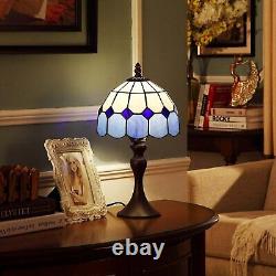 L10468 Sea Blue Mediterranean Tiffany Style Stained Glass Small Table Lamp wi