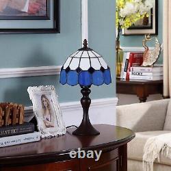 L10468 Sea Blue Mediterranean Tiffany Style Stained Glass Small Table Lamp wi