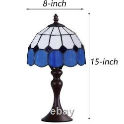 L10468 Sea Blue Mediterranean Tiffany Style Stained Glass Small Table Lamp wi