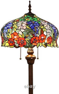 L10574 Wisteria and Rose Flower Tiffany Style Stained Glass Floor Lamp with 16 I