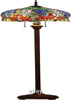L10574 Wisteria and Rose Flower Tiffany Style Stained Glass Floor Lamp with 16 I