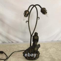 L10625 Mermaid and Lily Flowers Tiffany Style Stained Glass Accent Table Lamp, 2