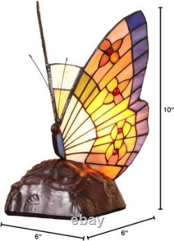 L10653 Butterfly Tiffany Style Stained Glass Accent Table Lamp Night Light for L