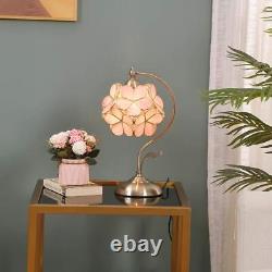 L10732 Tiffany Style Stained Glass Flower Petal Table Lamp with Brass Base fo