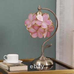 L10732 Tiffany Style Stained Glass Flower Petal Table Lamp with Brass Base fo