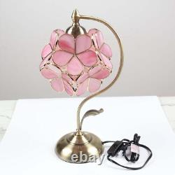 L10732 Tiffany Style Stained Glass Flower Petal Table Lamp with Brass Base fo