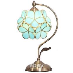 L10752 Tiffany Style Stained Glass Flower Petal Table Lamp with Brass Base fo