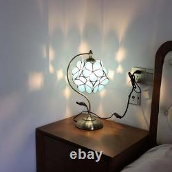 L10752 Tiffany Style Stained Glass Flower Petal Table Lamp with Brass Base fo
