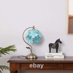 L10752 Tiffany Style Stained Glass Flower Petal Table Lamp with Brass Base fo